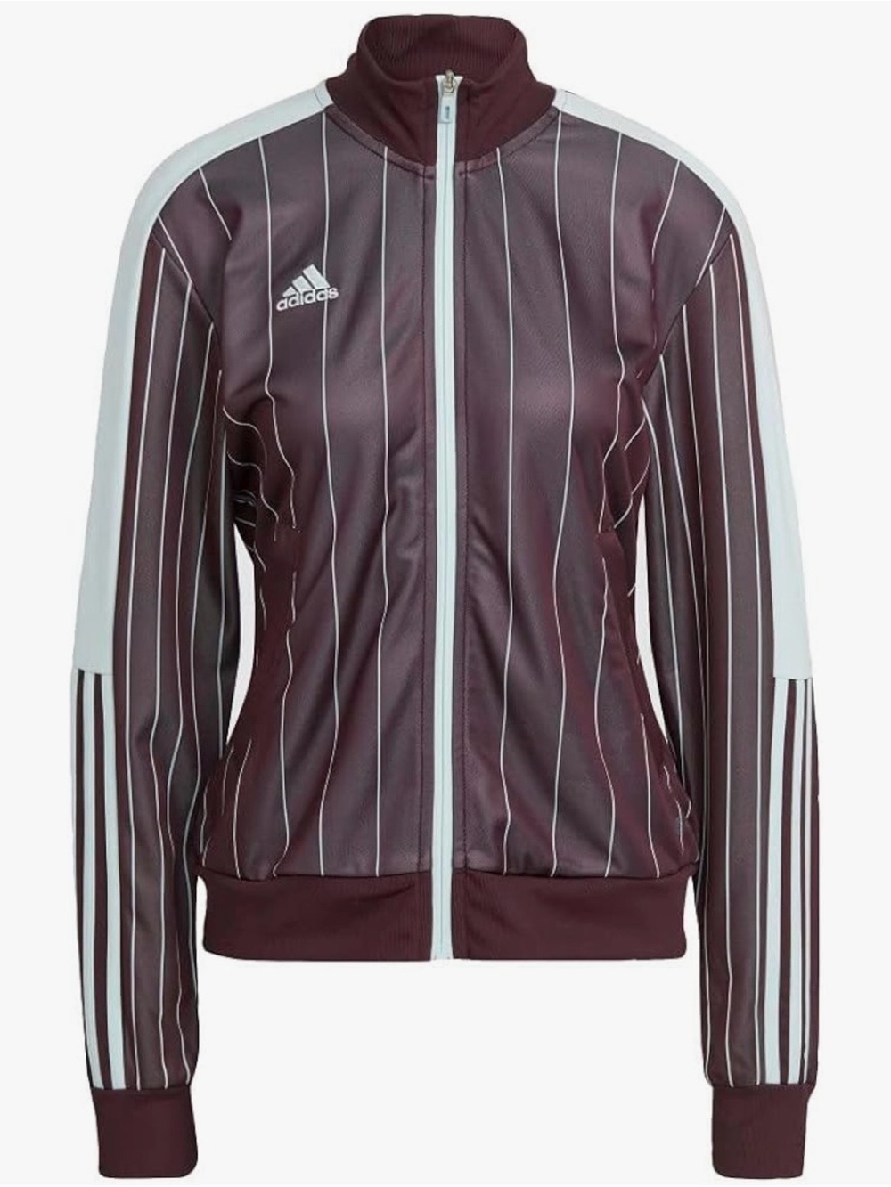 Adidas Originals Brown Pinstripe Cropped Track Jacket w/ Aqua Details